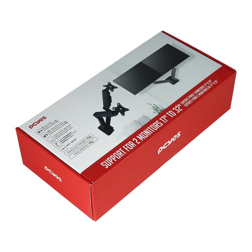 Suporte De Parede Para 2 Monitores Articulado De 17 A 32" Assistido Por Mola - Plmsm05a