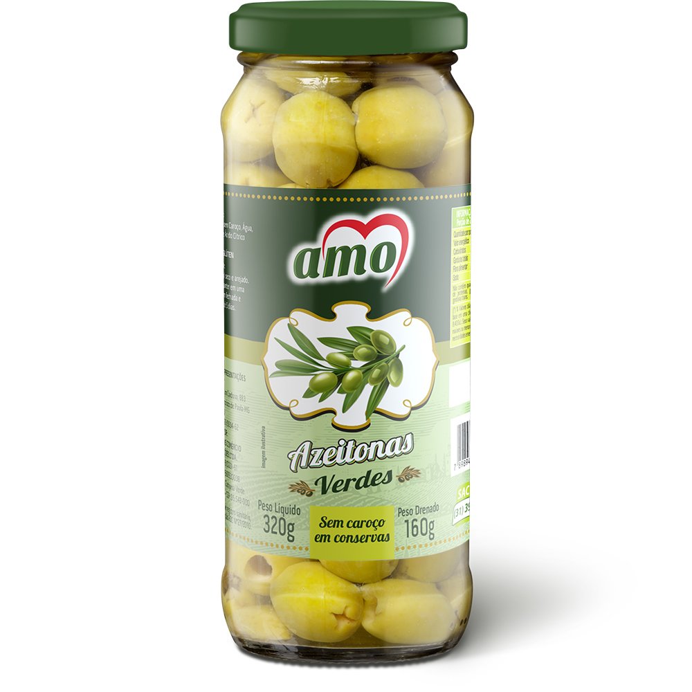 Amo Azeitona Verde Vidro Sem Caroco 160G