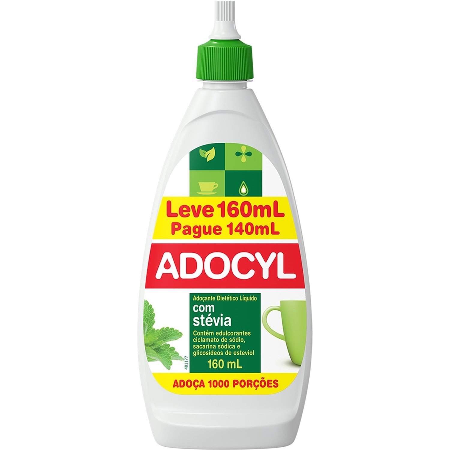 Adoçante Adocyl com Stevia 160ml - Leve 160ml Pague 140ml