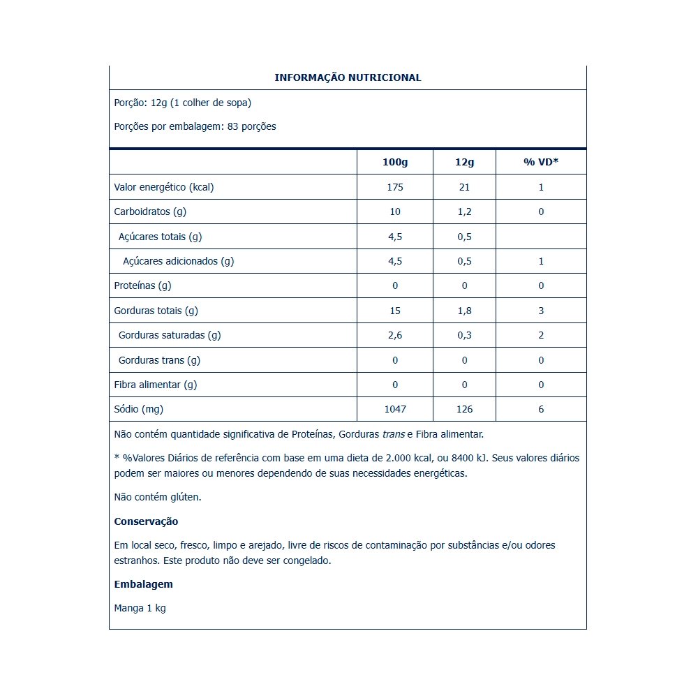 Maionese Vigor Sachê 1Kg - Embalagem com 6 Unidades