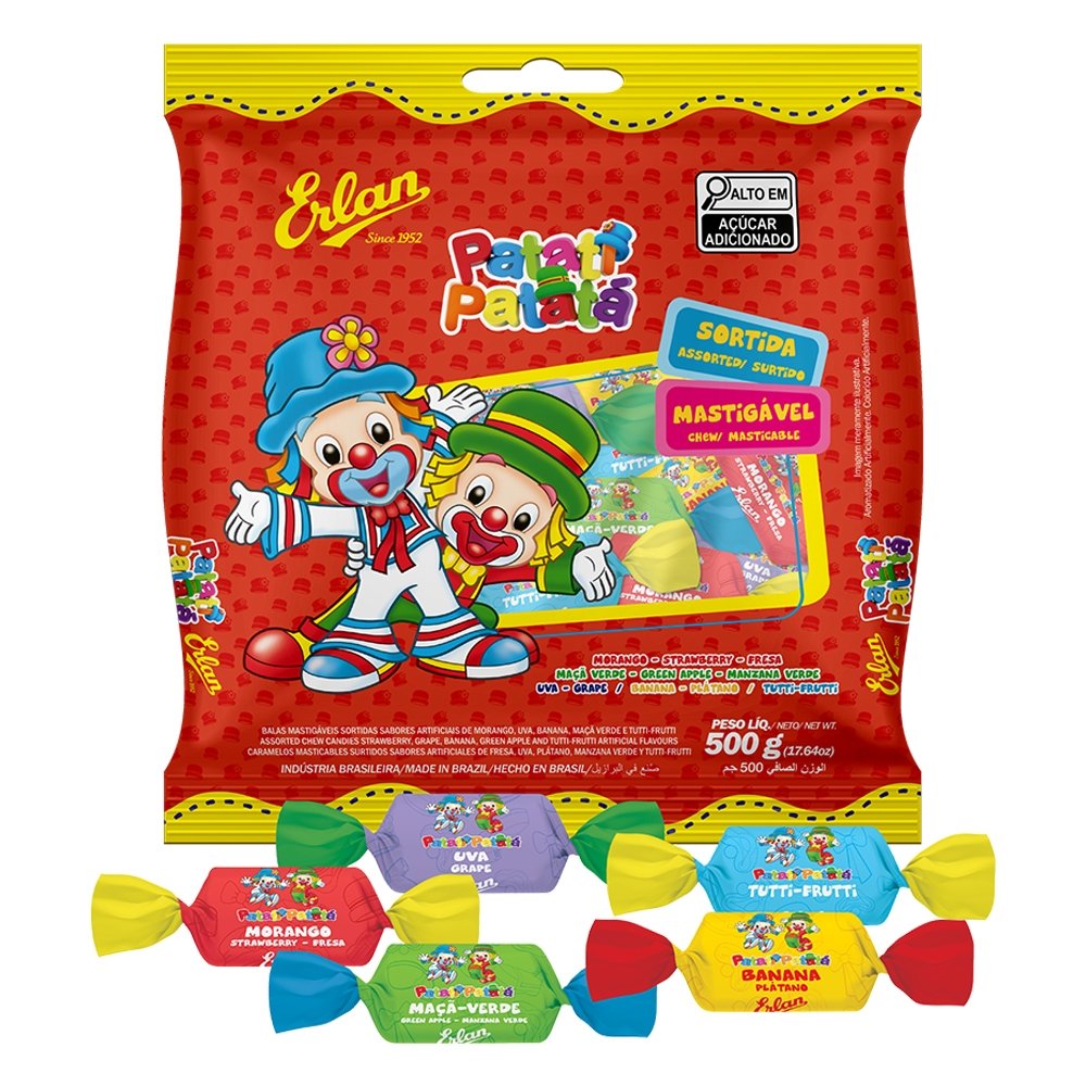 Bala Erlan Mastigável Sortida Patati e Patata 500g