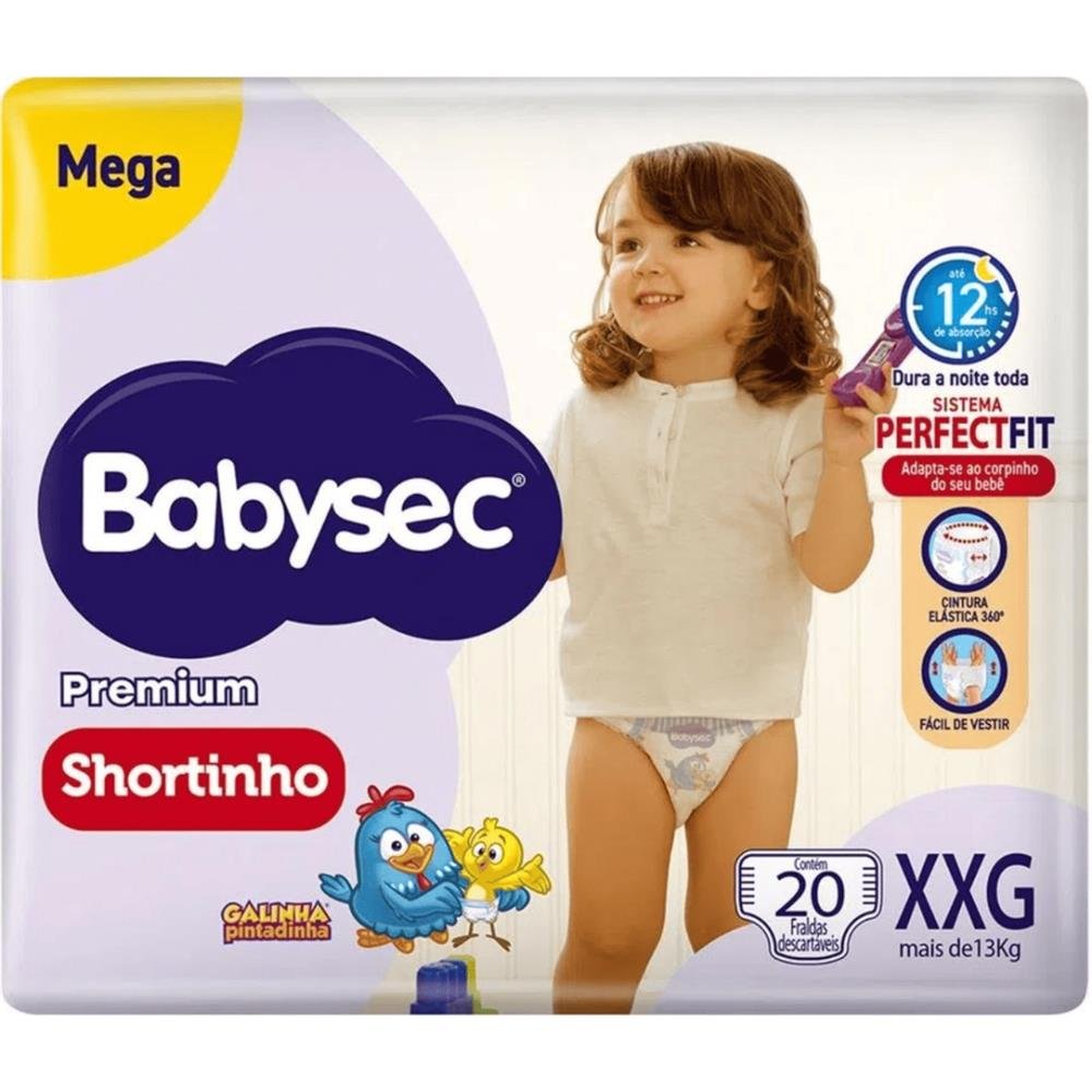 Fralda Babysec Premium Shortinho Mega Xxg 20 Unidades