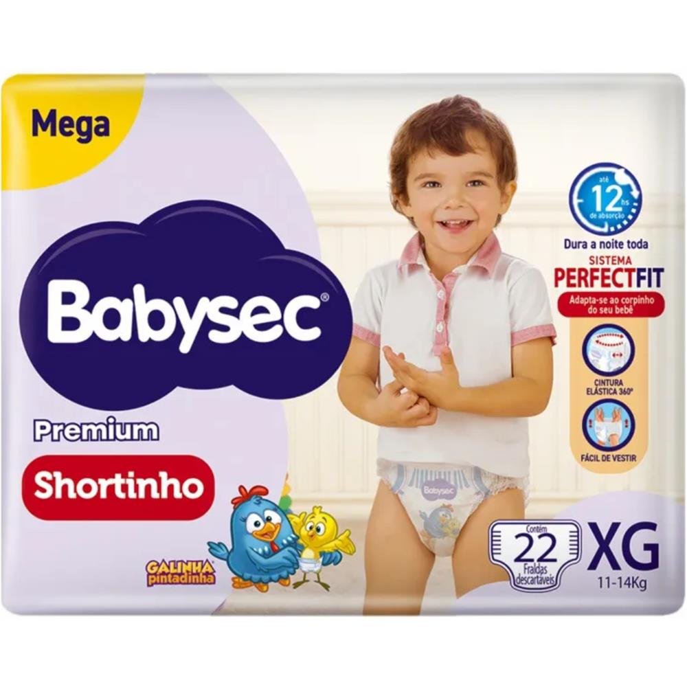Fralda Babysec Premium Shortinho Mega Xg 22 Unidades