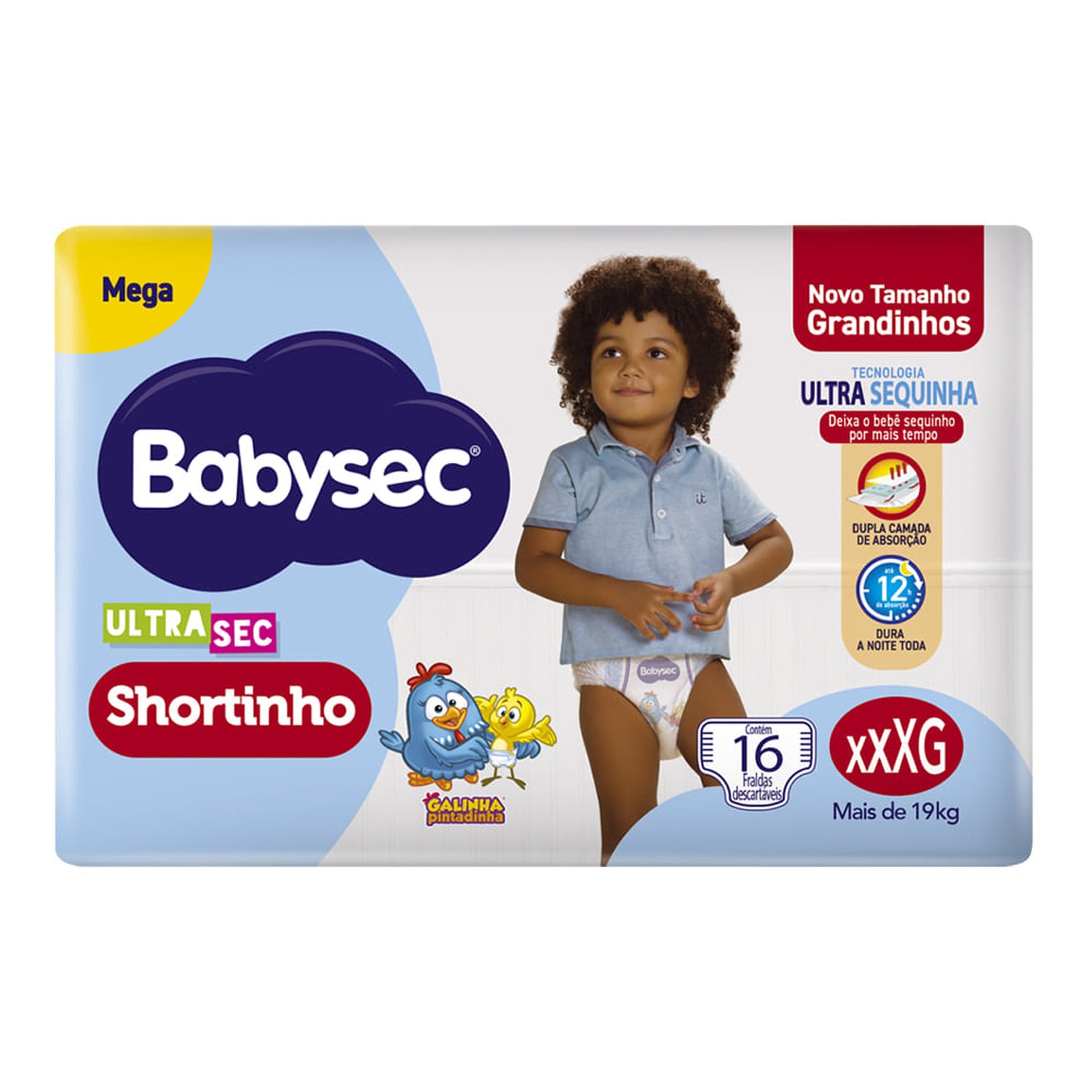 Fralda Babysec Galinha Pintadinha Shortinho Mega Xxxg Com 16 Unidades