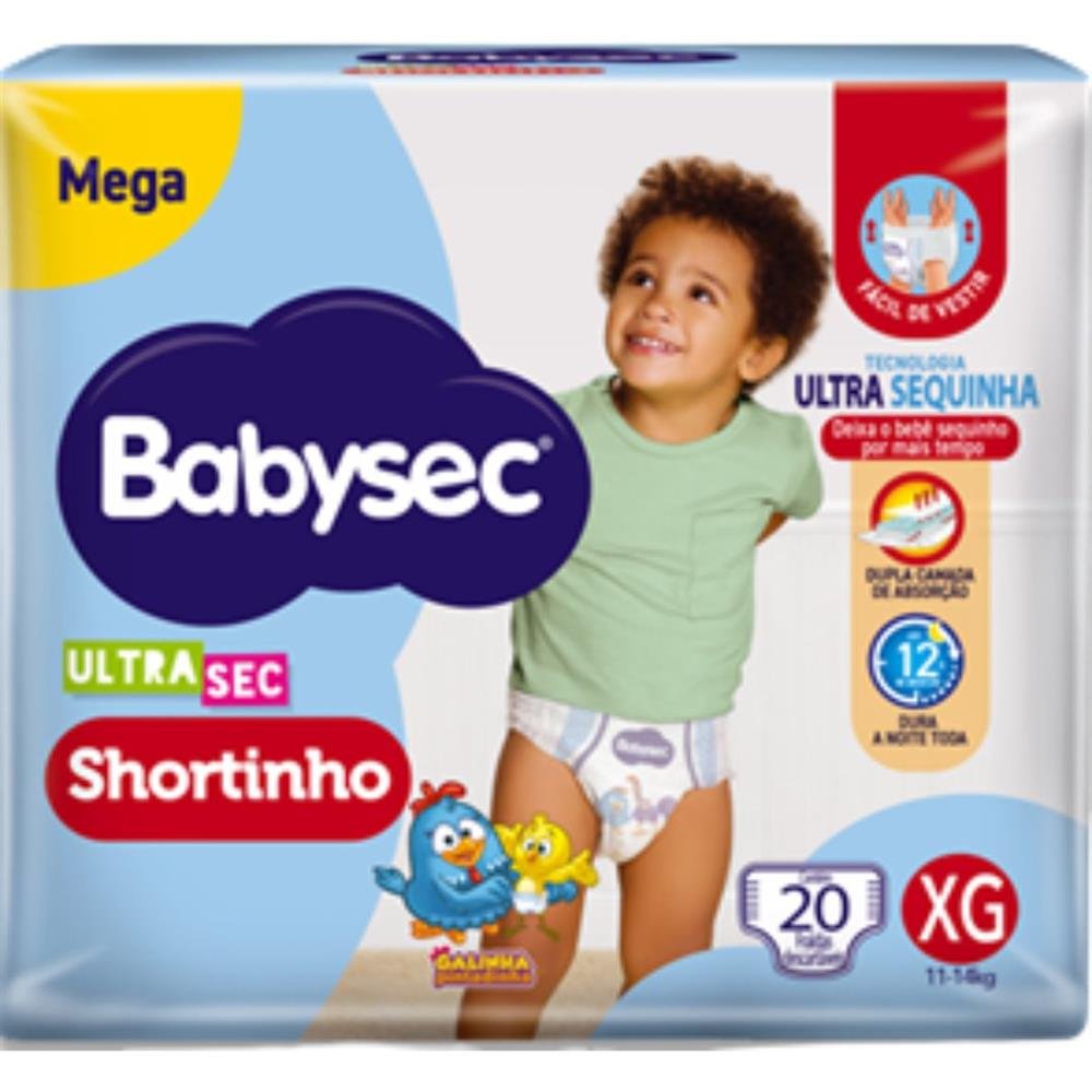 Fralda Babysec Ultra Shortinho Mega Xg 20 Unidades