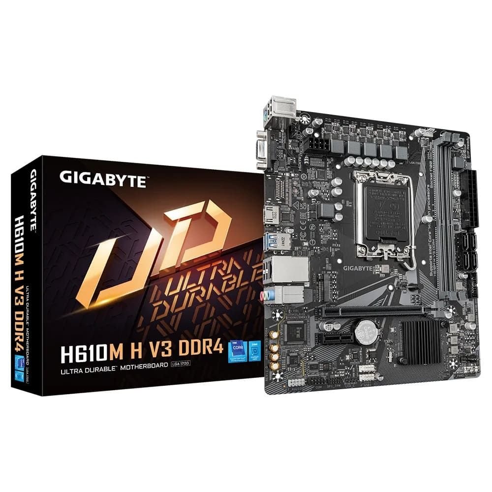 Placa Mãe Gigabyte H610m H V3 Ddr4 (Lga 1700/2Xddr4/Hdmi/D-Sub/M.2/Usb 3.2)