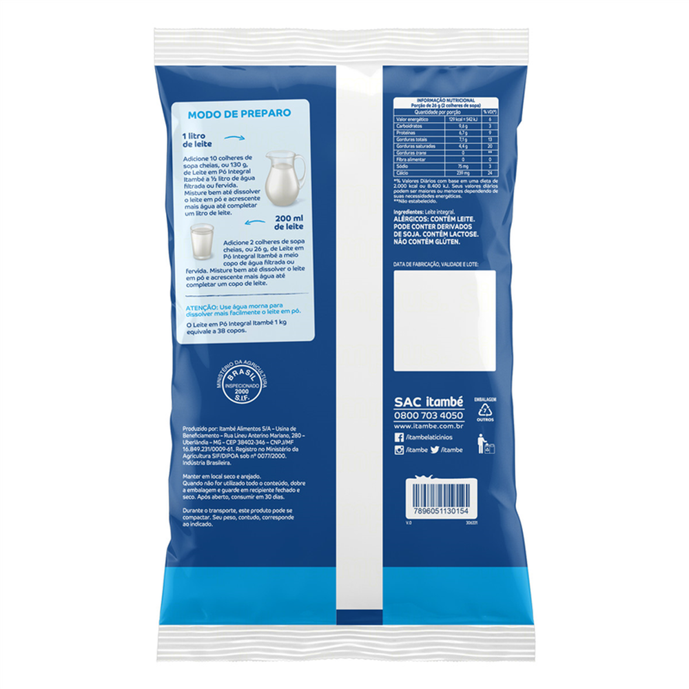 Leite Itambe em po Integral 1kg