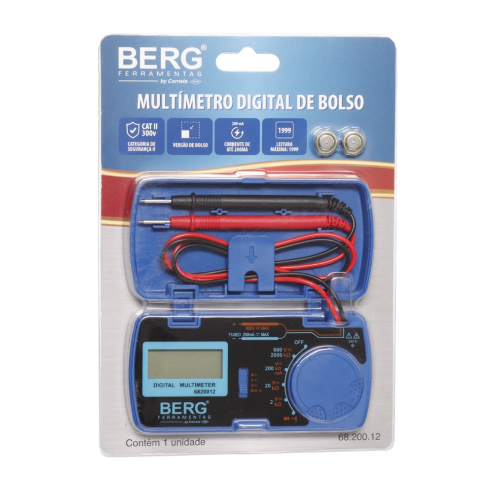 Multimetro Digital De Bolso Berg 200M~300V - Corneta