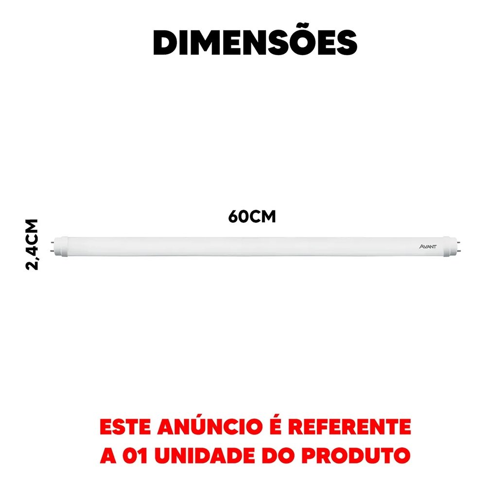 Lâmpada LED Avant Tubular T8 9W 60cm 3000K 900 Lumens