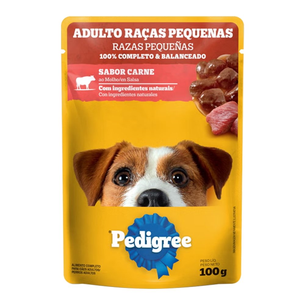 Ração Pedigree Raças Pequenas Sachê Carne 100g - Leve 18 Pague 15 - Embalagem com 18 unidades