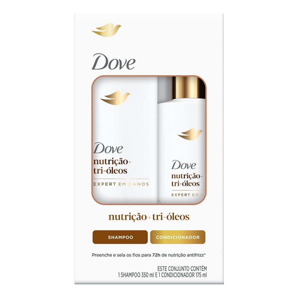 Kit Shampoo 350ml + Condicionador Dove Nutrição + Tri-Óleos 175ml