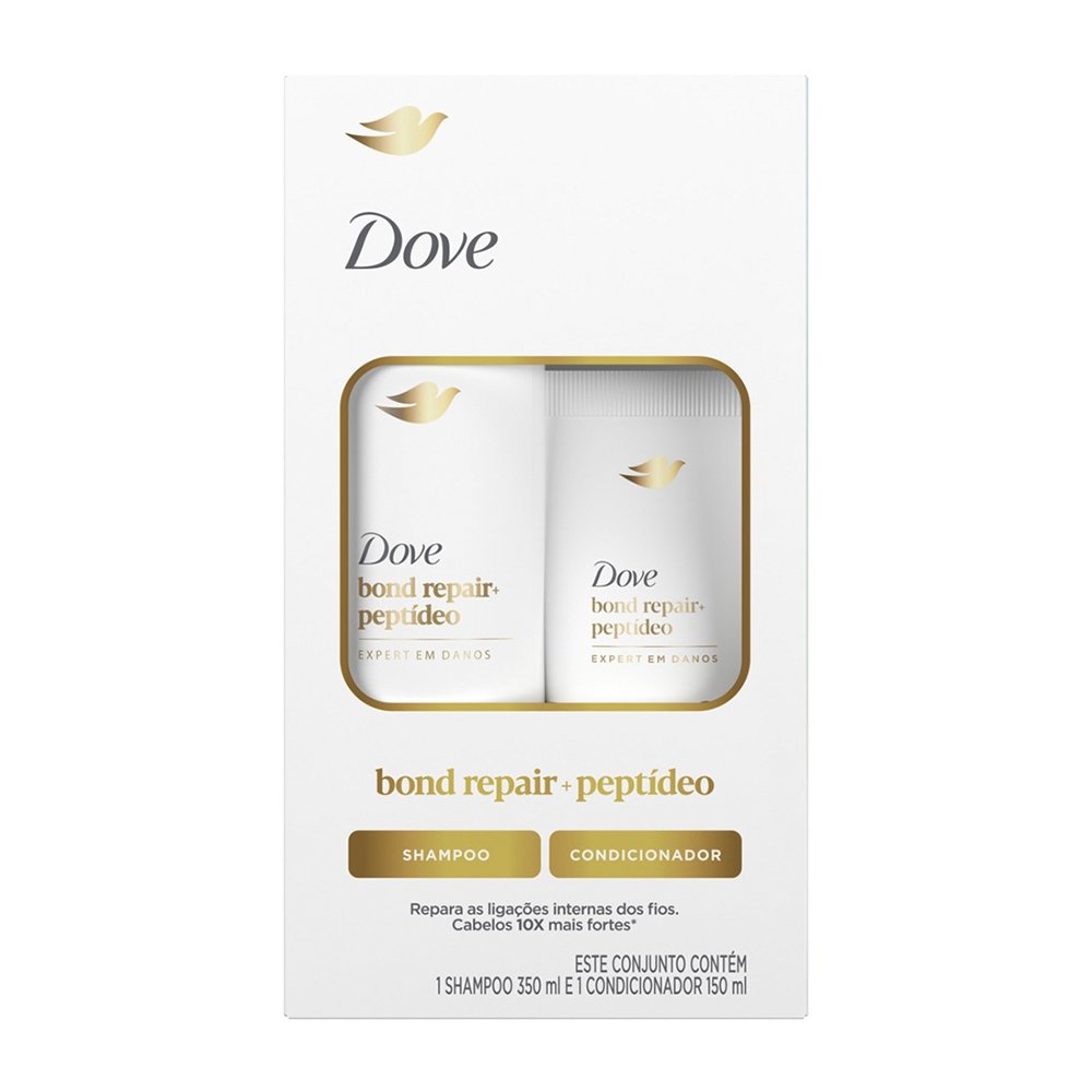 Kit Shampoo 350ml + Condicionador Dove Bond Repair + Peptídeo 150ml