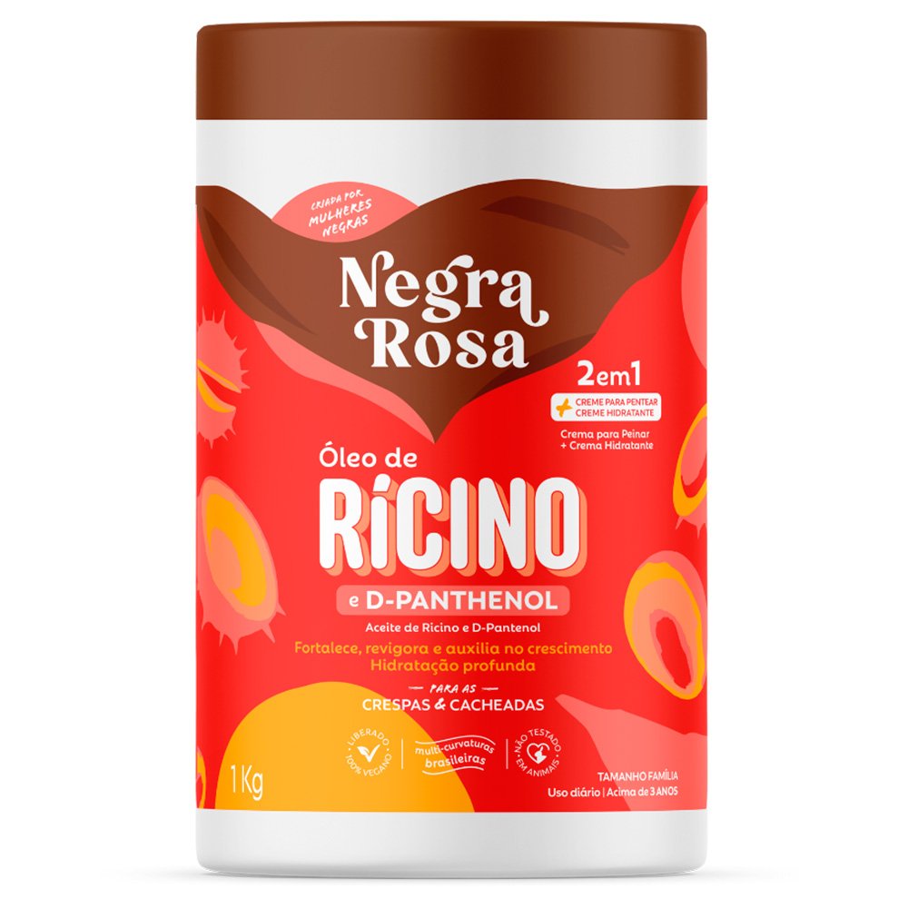 Creme 2 Em 1 Ricino/dpanthenol Negra Rosa 1kg