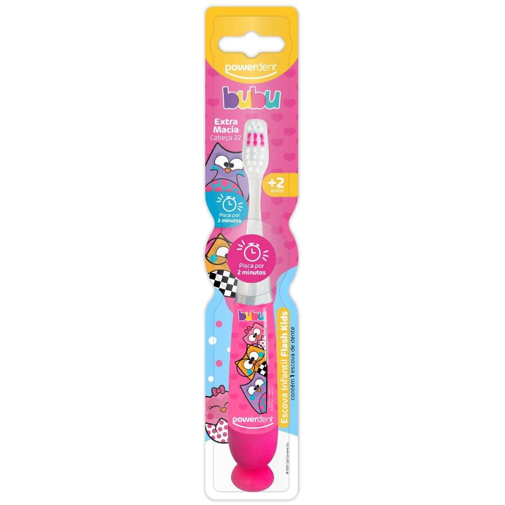 Escova de Dente Infantil Powerdent Flash Kids Bubu Cores Variadas