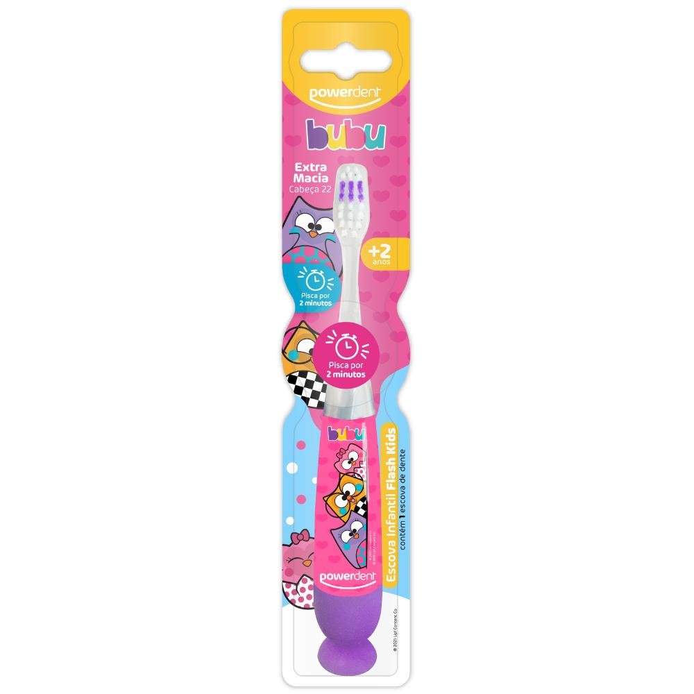 Escova de Dente Infantil Powerdent Flash Kids Bubu Cores Variadas