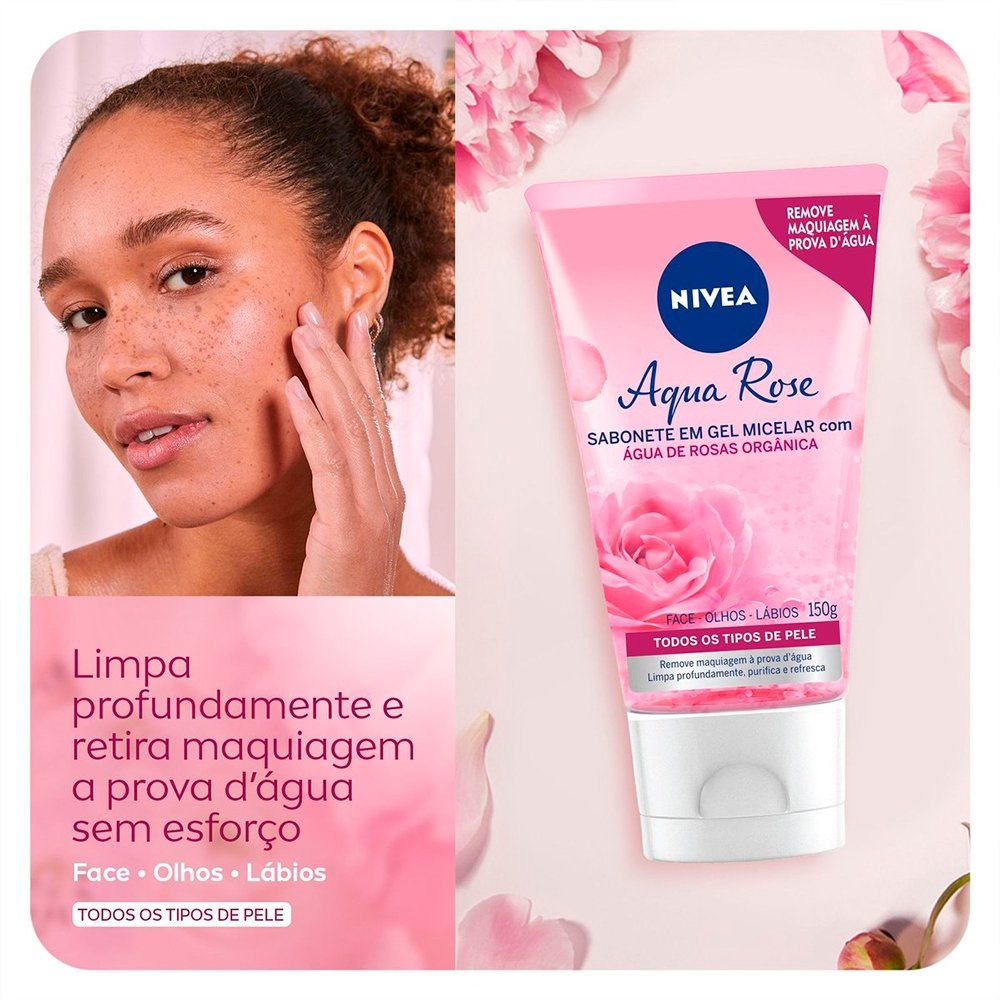 Sabonete em Gel Nivea Aqua Rose Micellair Água de Rosas 150ml