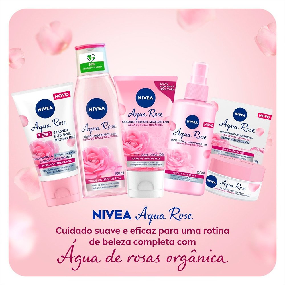 Sabonete em Gel Nivea Aqua Rose Micellair Água de Rosas 150ml