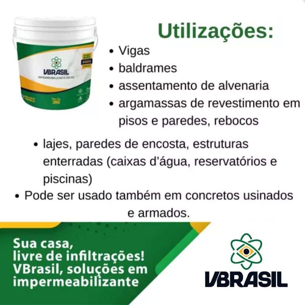 Aditivo Impermeabilizante Em Pó VBRASIL 3kg