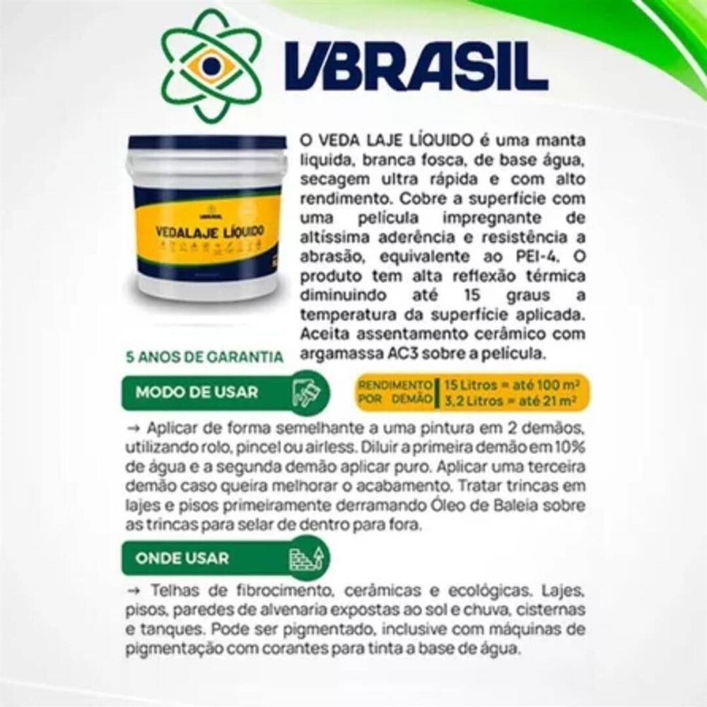 VedaLaje Líquido Impermeabilizante VBRASIL 15L