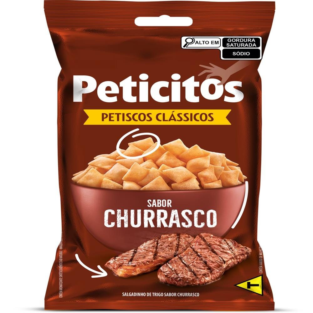 Salgadinho Peticitos Churrasco 40g- Embalagem com 24 Unidades