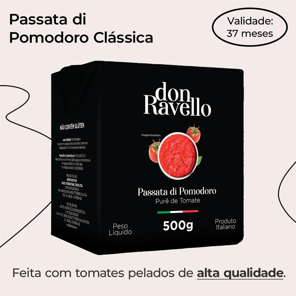 Passata Di Pomodoro Clássica Tetrapack Don Ravello 500G Caixa Com 12 Unidades