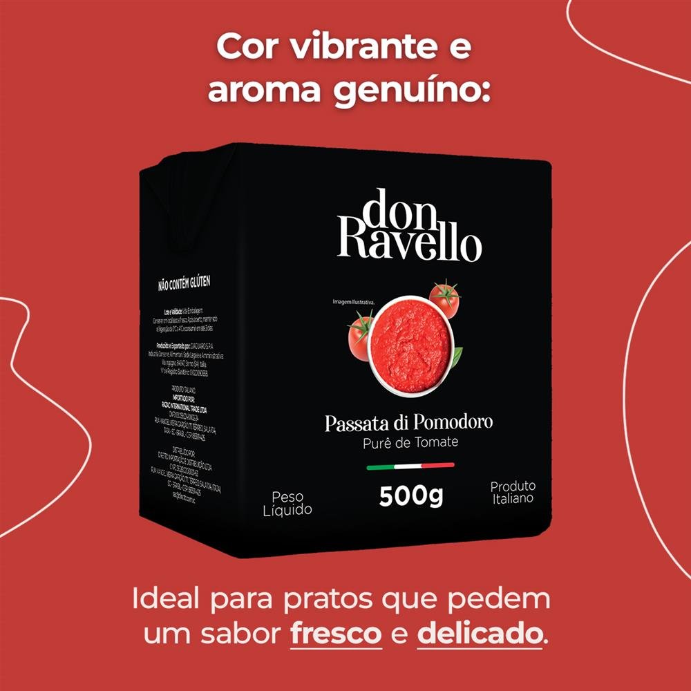 Passata Di Pomodoro Clássica Tetrapack Don Ravello 500G Caixa Com 12 Unidades