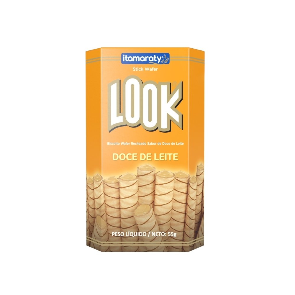 Biscoito Wafer Look em Stick Doce de Leite 55g - Embalagem com 20 Unidades