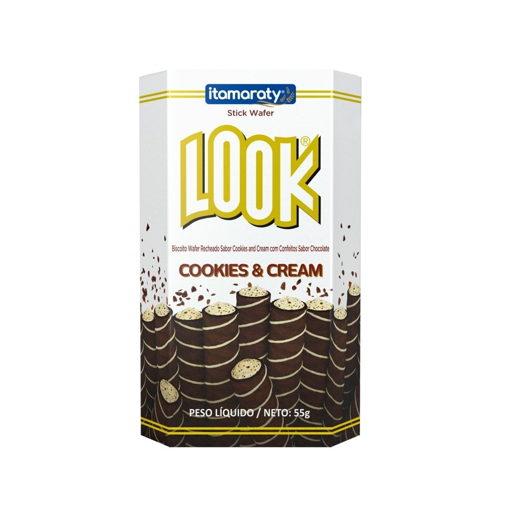 Biscoito Wafer Look em Stick Cookies & Cream 55g - Embalagem com 20 Unidades