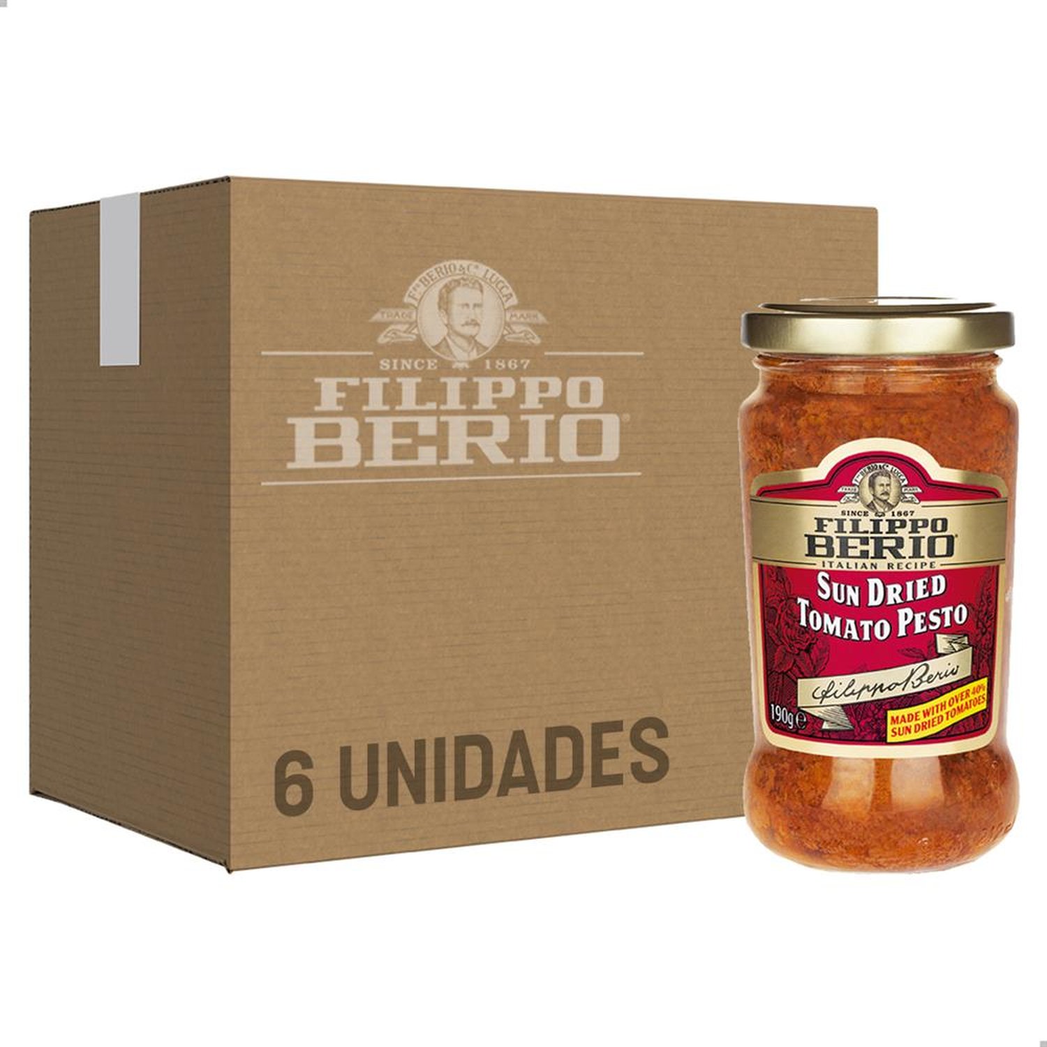Molho Pesto Tomate Seco Filippo Berio 190G Caixa Com 6 Unidades