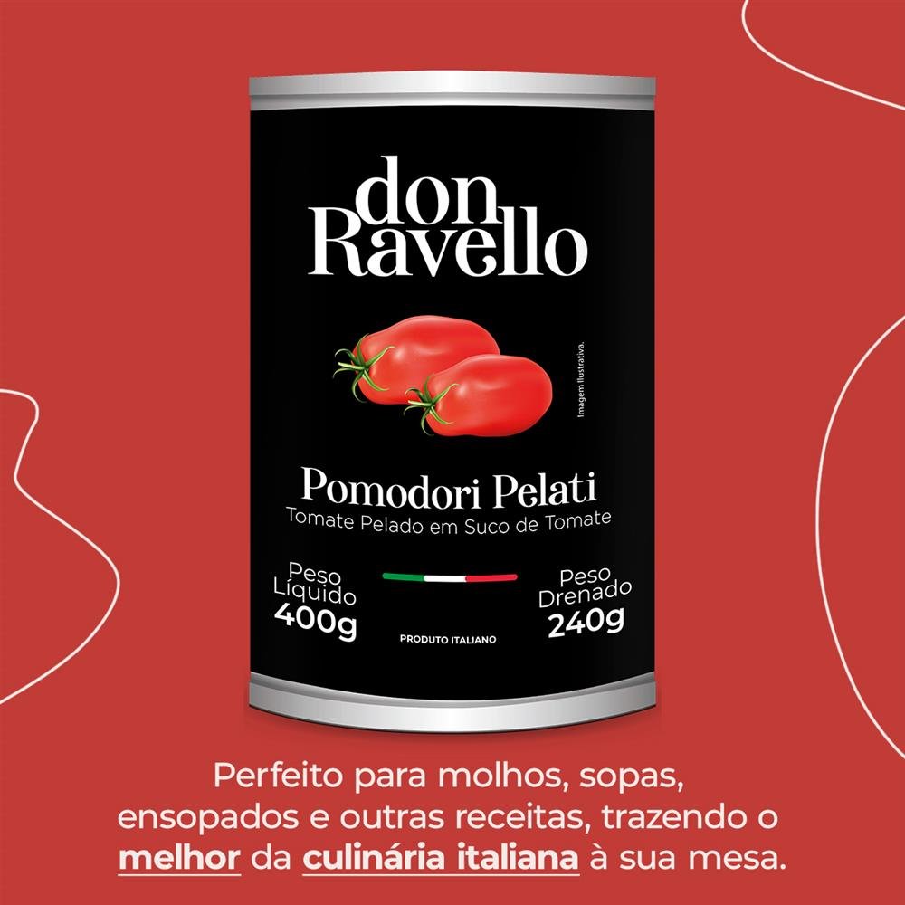 Pomodori Pelati Lata Abre Fácil Don Ravello 400G Caixa Com 24 Unidades