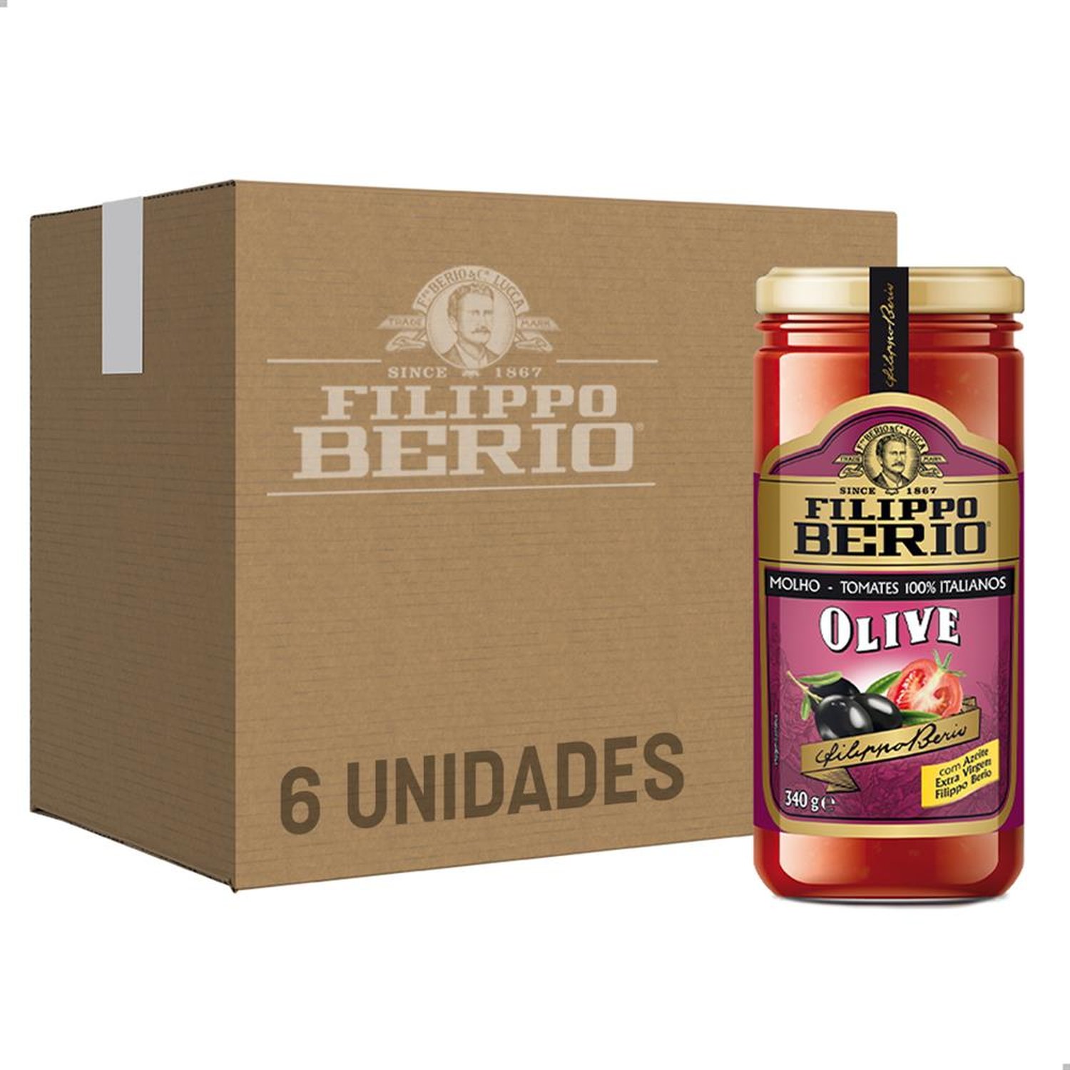 Molho Tomate Azeitona Filippo Berio 340G Caixa Com 6 Unidades