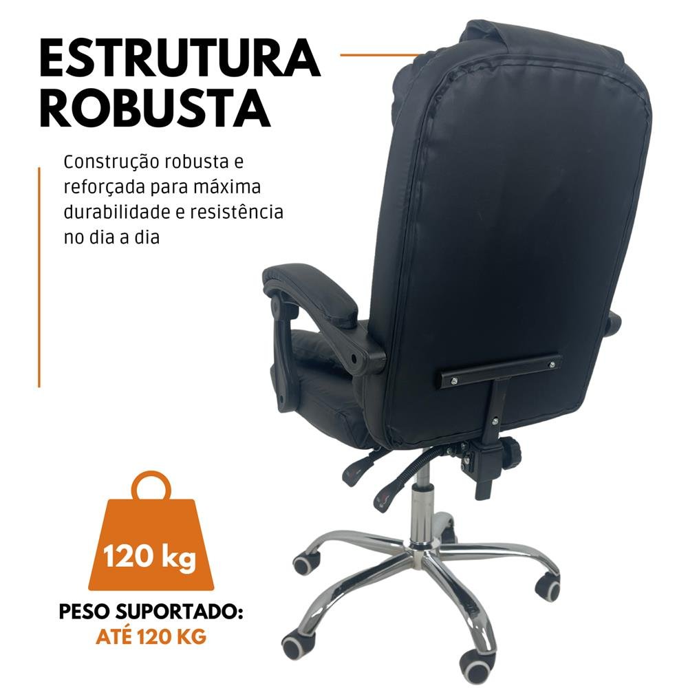 Cadeira de Escritório Presidente Soft Ergonômica Apoio Para Pés Preto