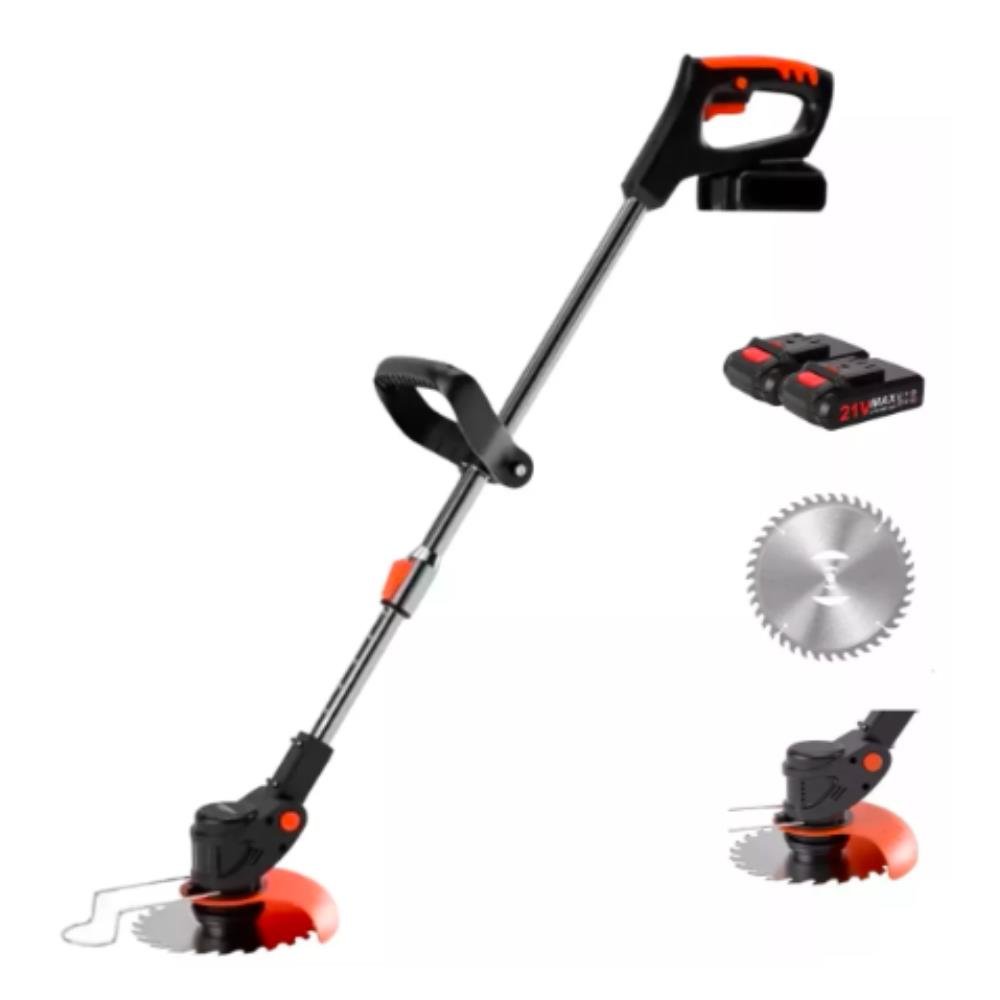 Roçadeira Aparador Grama 2 Baterias Recarregável 21v Cortado Cor Preto e Laranja 110V/220V It-Blue LE-1807