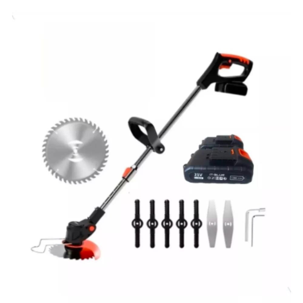 Roçadeira Aparador Grama 2 Baterias Recarregável 21v Cortado Cor Preto e Laranja 110V/220V It-Blue LE-1807