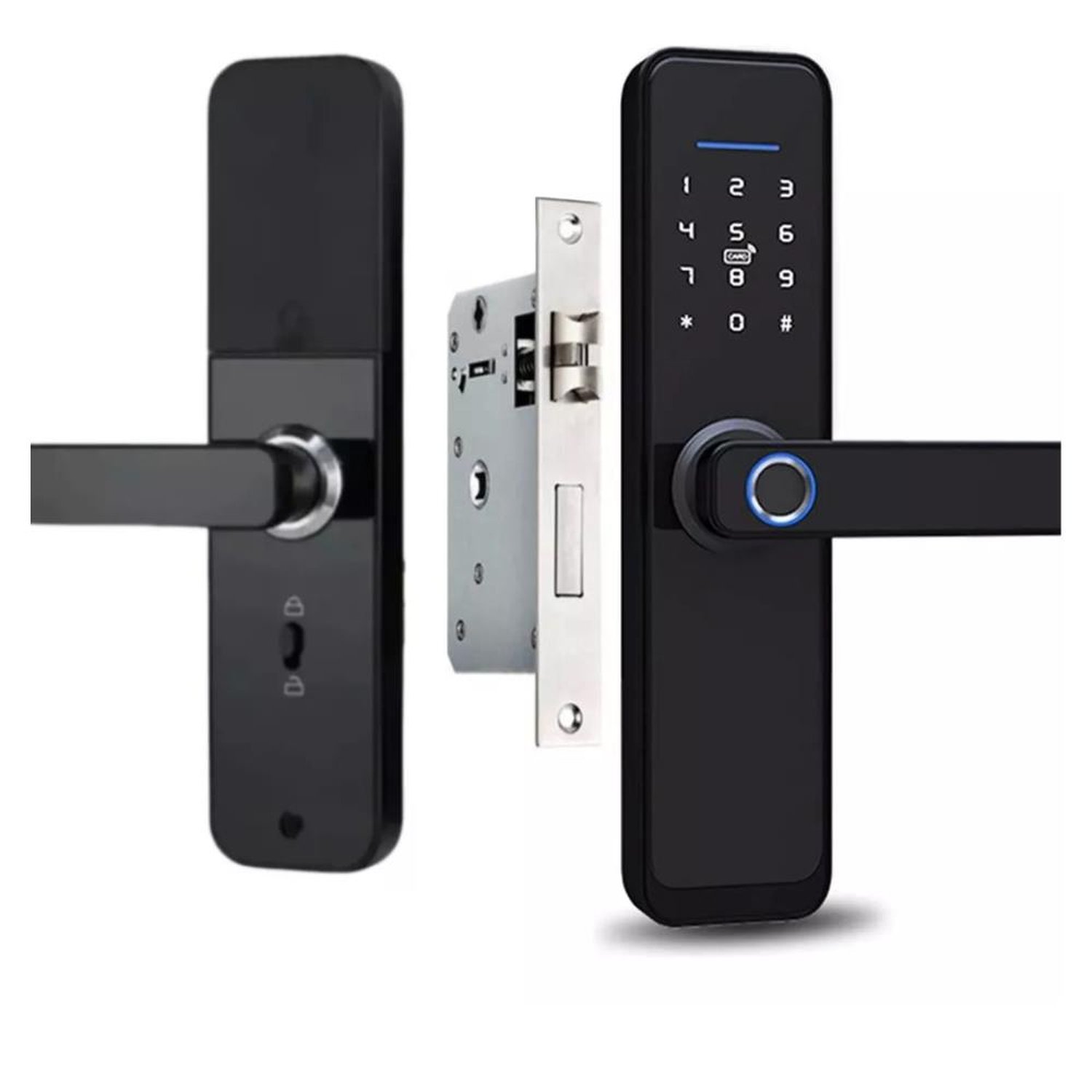 Fechadura Digital Inteligente Cartão Senha Biometria Wifi Cor Preto Rezzet Luatek LFE-03