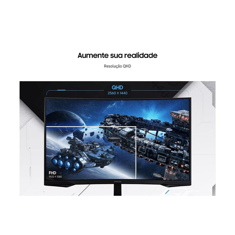 Monitor Gamer Samsung Odyssey G5 Curvo 27" QHD 165Hz 1ms - LS27CG552ELMZD