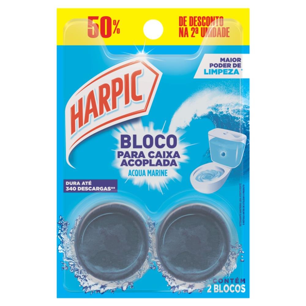 Harpic 2 Bloco Caixa Acoplada Marine 50% Desconto Na 2º Unidade-Caixa/12