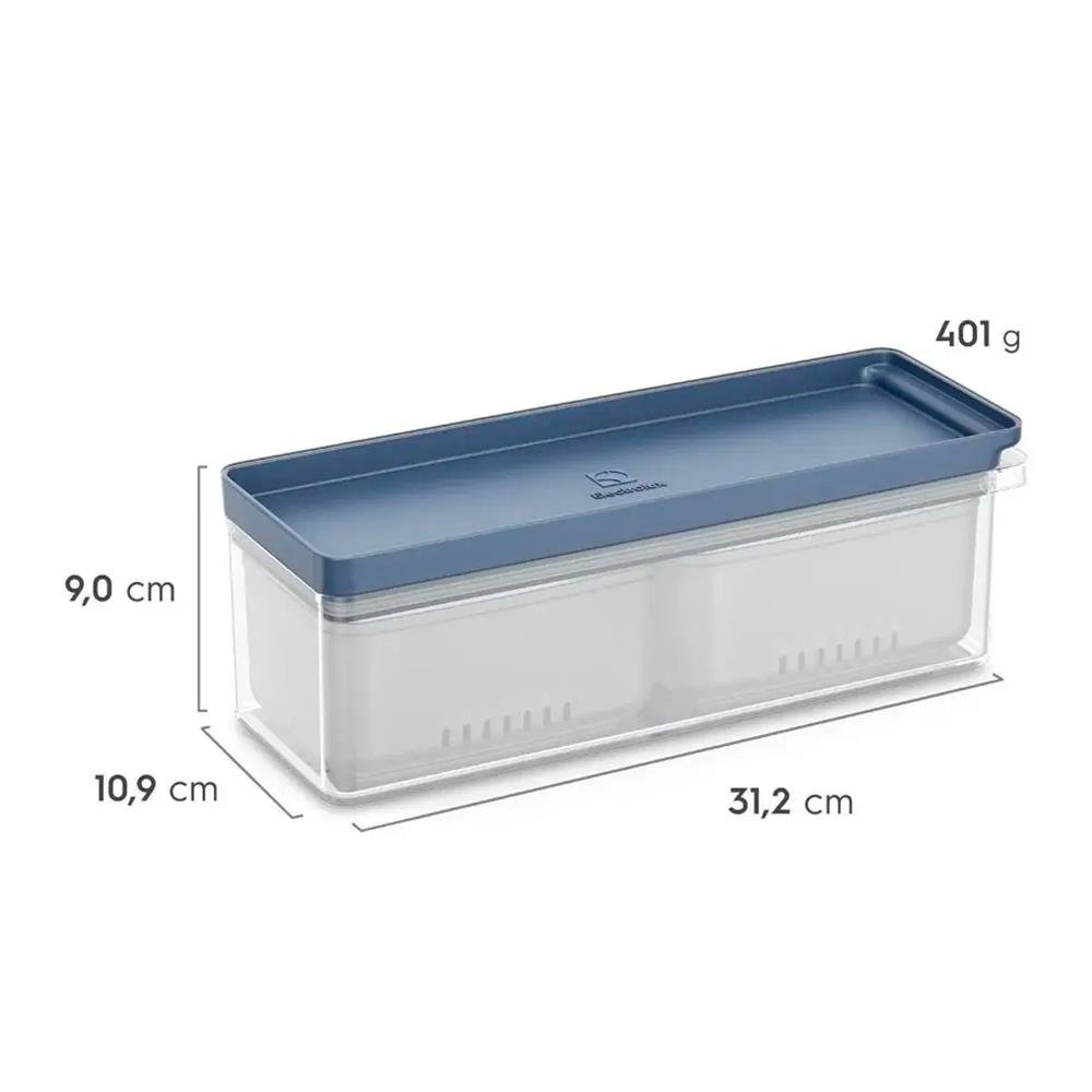 Organizador De Geladeira Electrolux Experience 2,3L Com Cesto Escorredor Tampa Hermética, Bpa Free, Ideal Para Frutas
