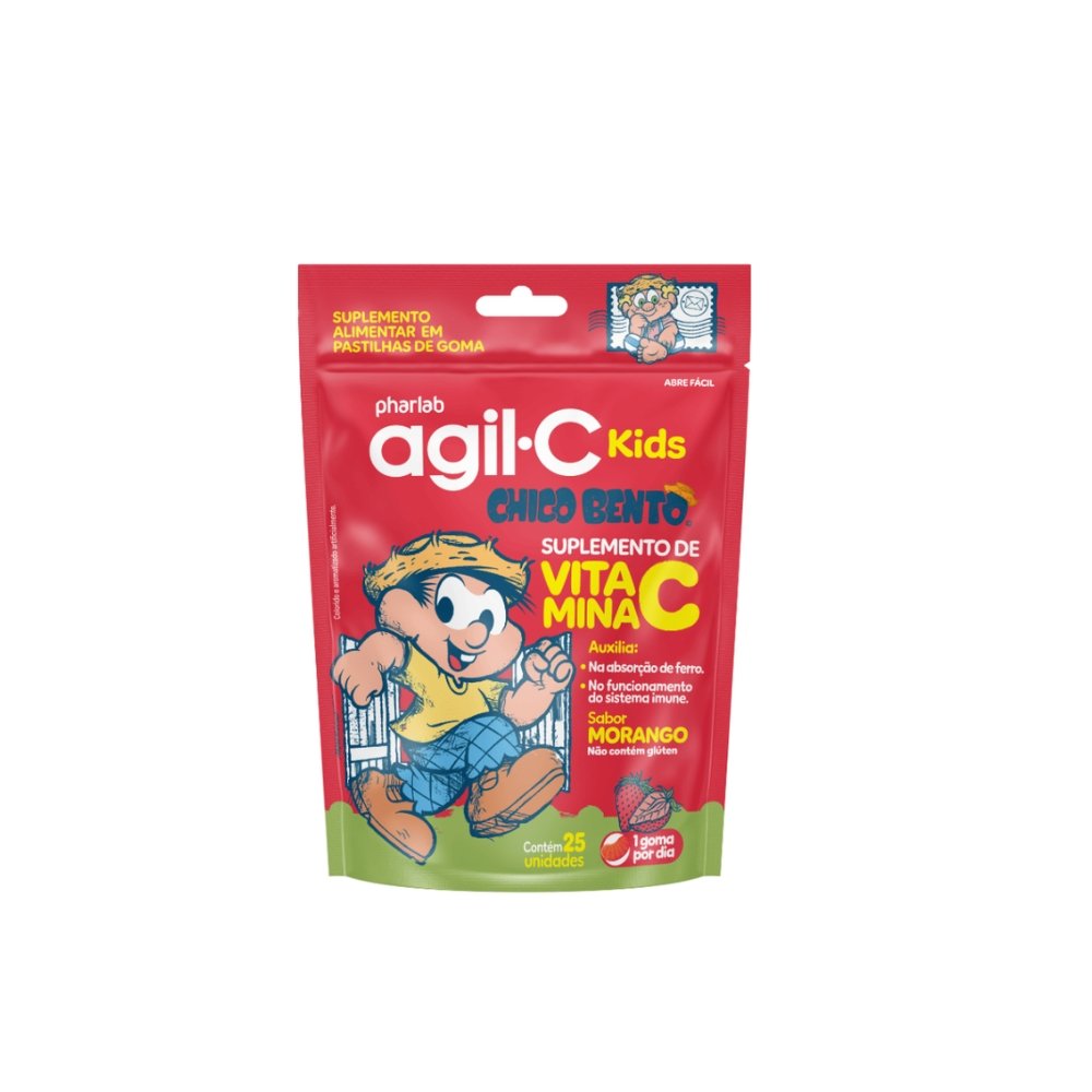 Agil-c Kids Morango 30mg 25un Goma Mastigavel (vitamina C)