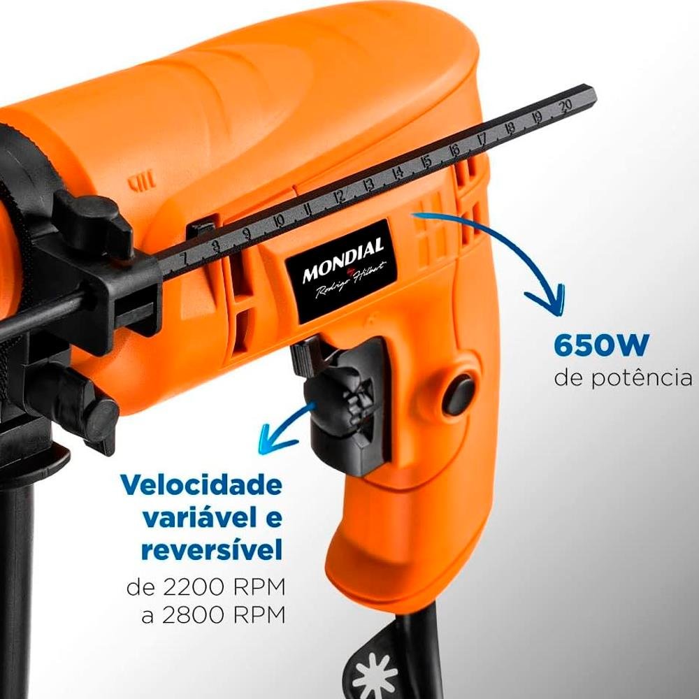 Furadeira Com Impacto, Mondial, Laranja, 650W, 110V - Fi-Rh-01M