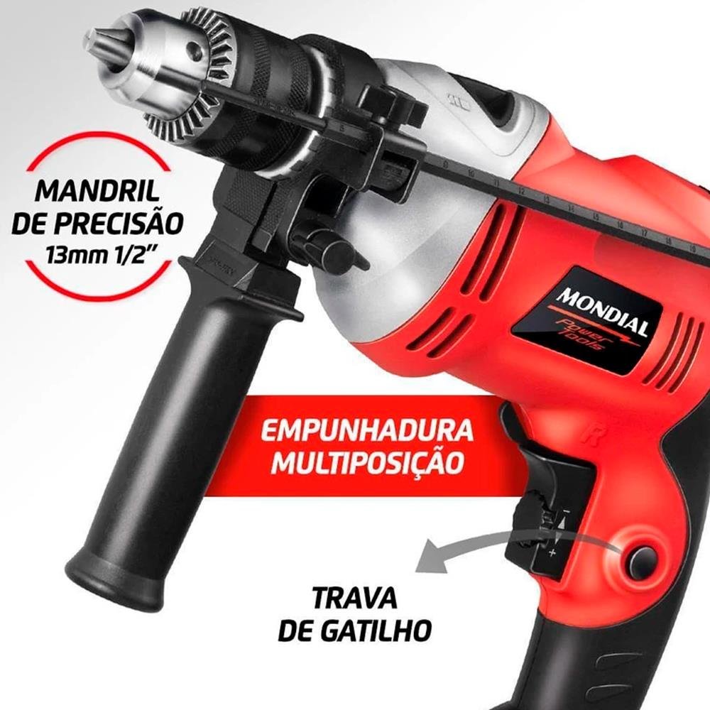 Furadeira De Impacto, Mondial, Vermelho, 750W, 110V - Ffi-05