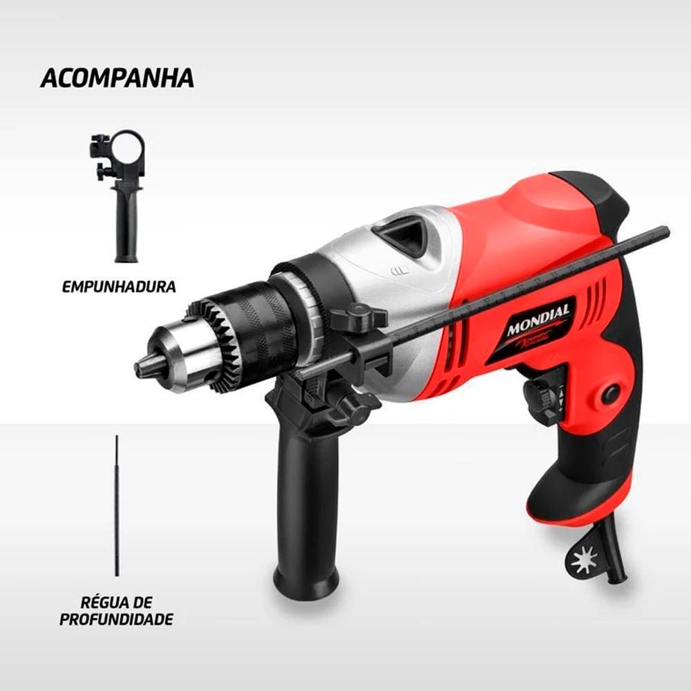Furadeira De Impacto, Mondial, Vermelho, 750W, 110V - Ffi-05