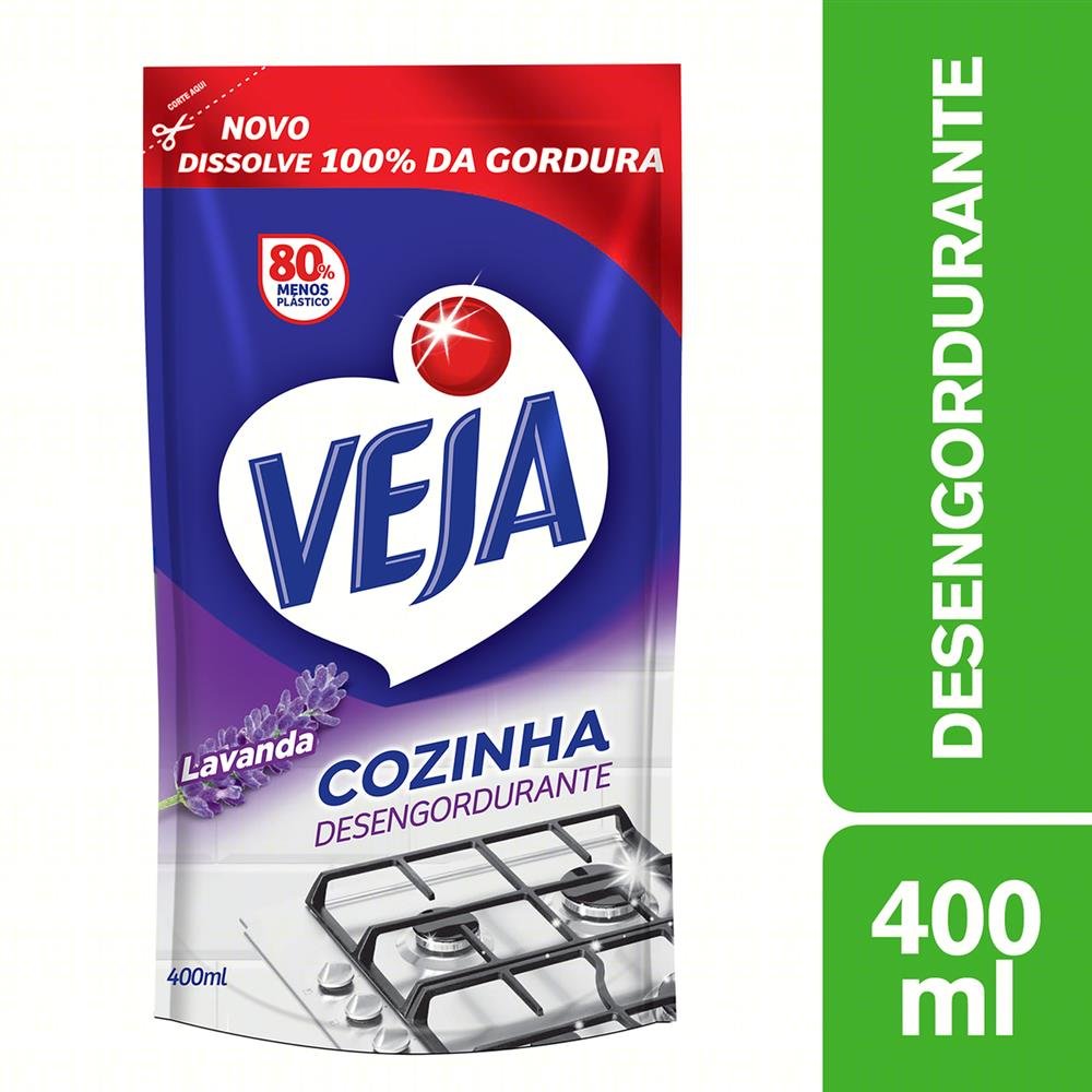 Veja Cozinha Desengordurante Lavanda Refil Sache 400ML-Caixa/12