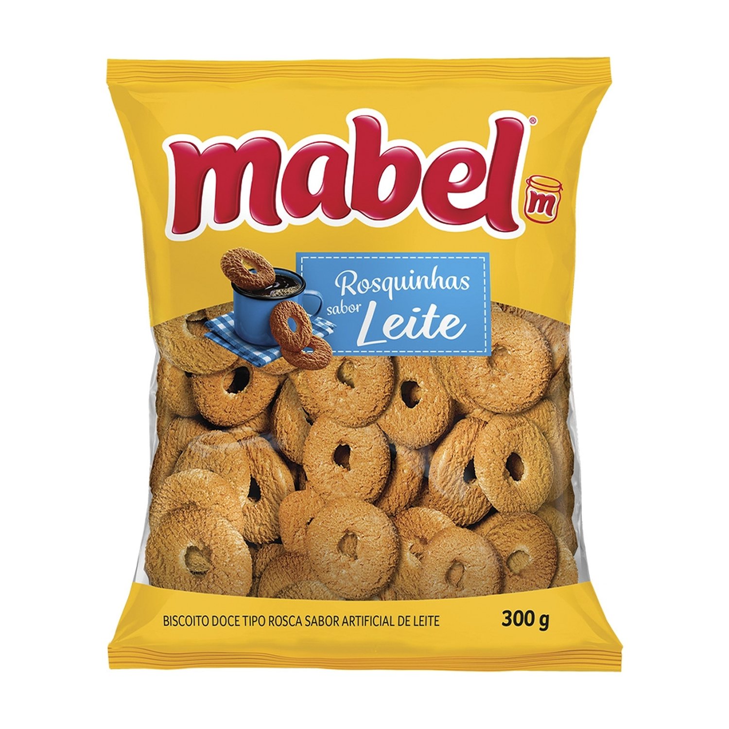 Biscoito Mabel Rosquinha de Leite 300g - Embalagem com 32 Unidades