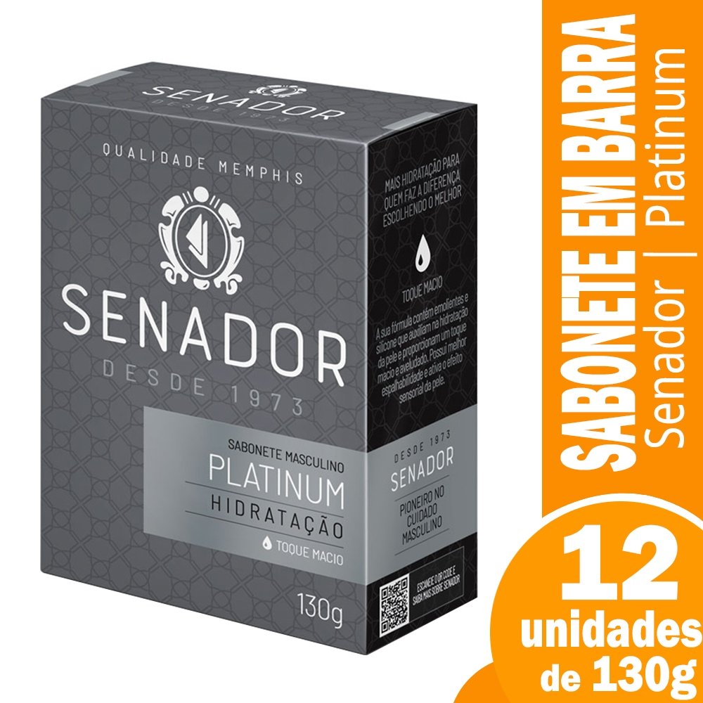 Sabonete Senador Platinum 130g Embalagem com 12 Unidades