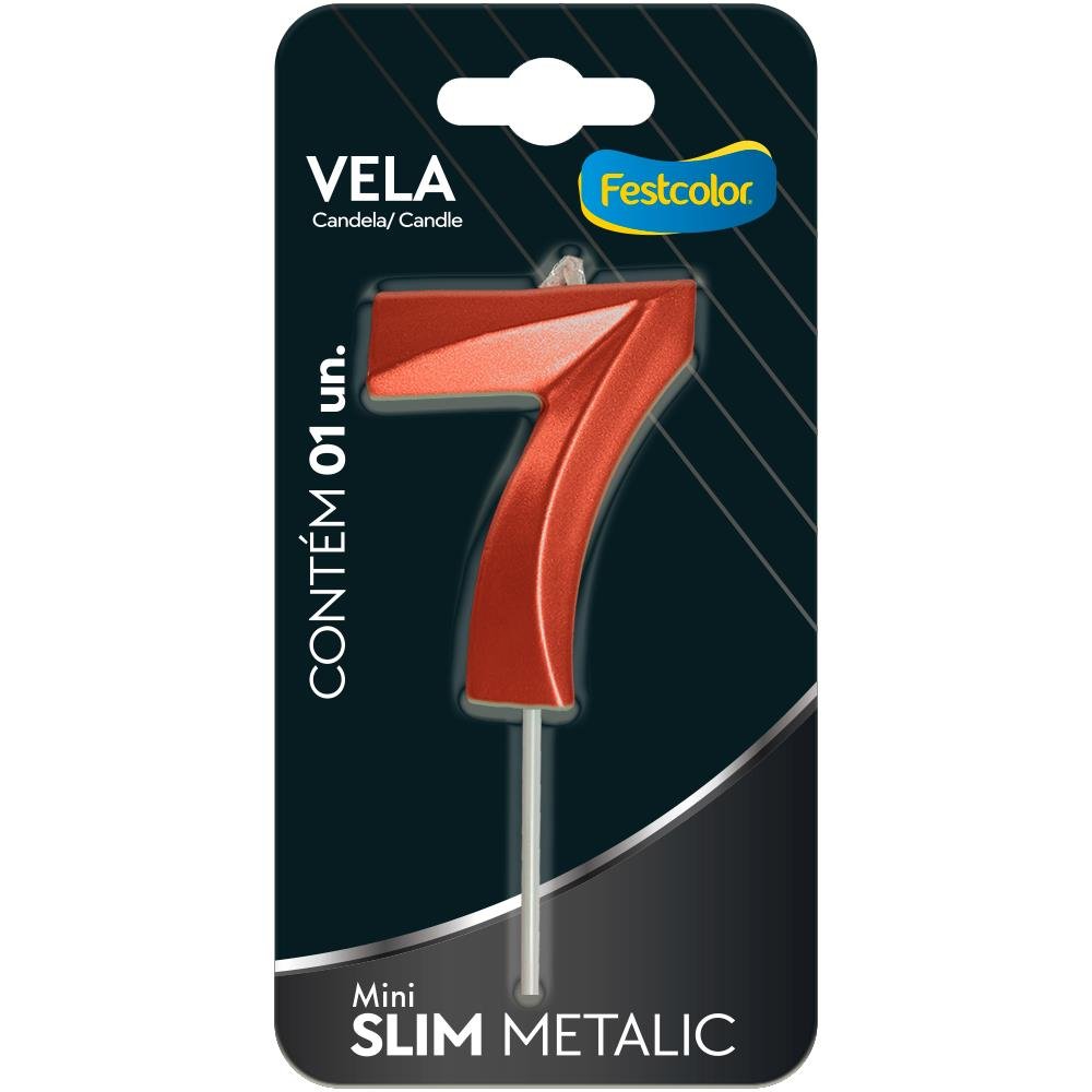 Vela Mini Slim Metallic Cobre N 7