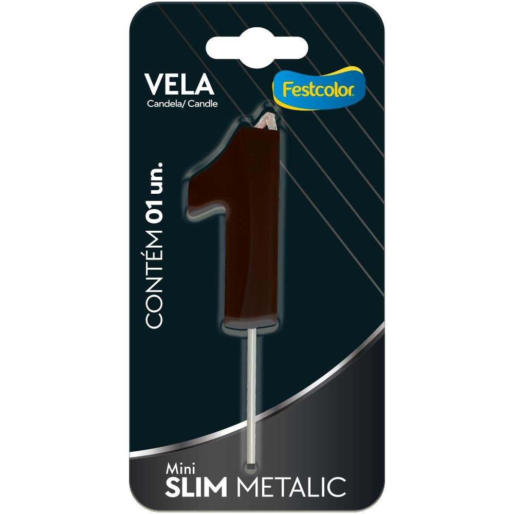 Vela Mini Slim Metallic Preta N 1