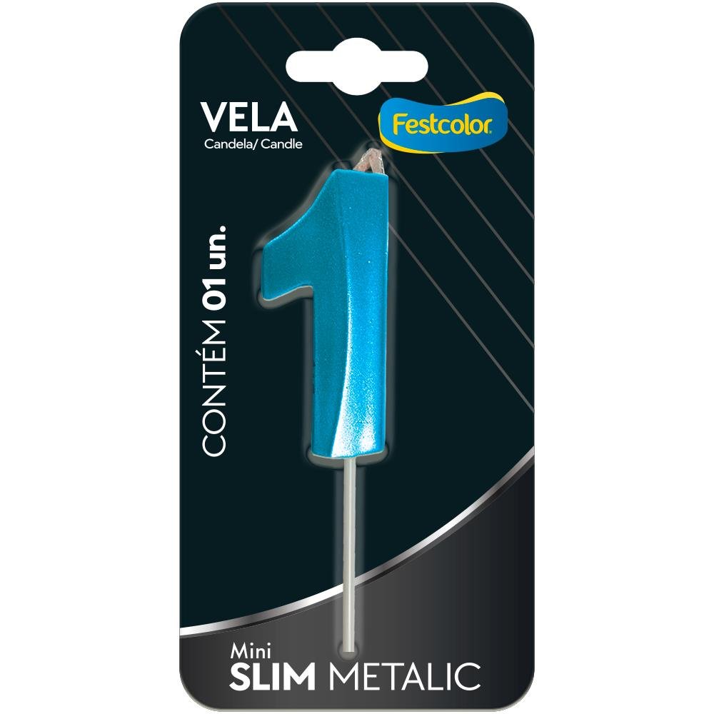 Vela Mini Slim Metallic Azul N 1