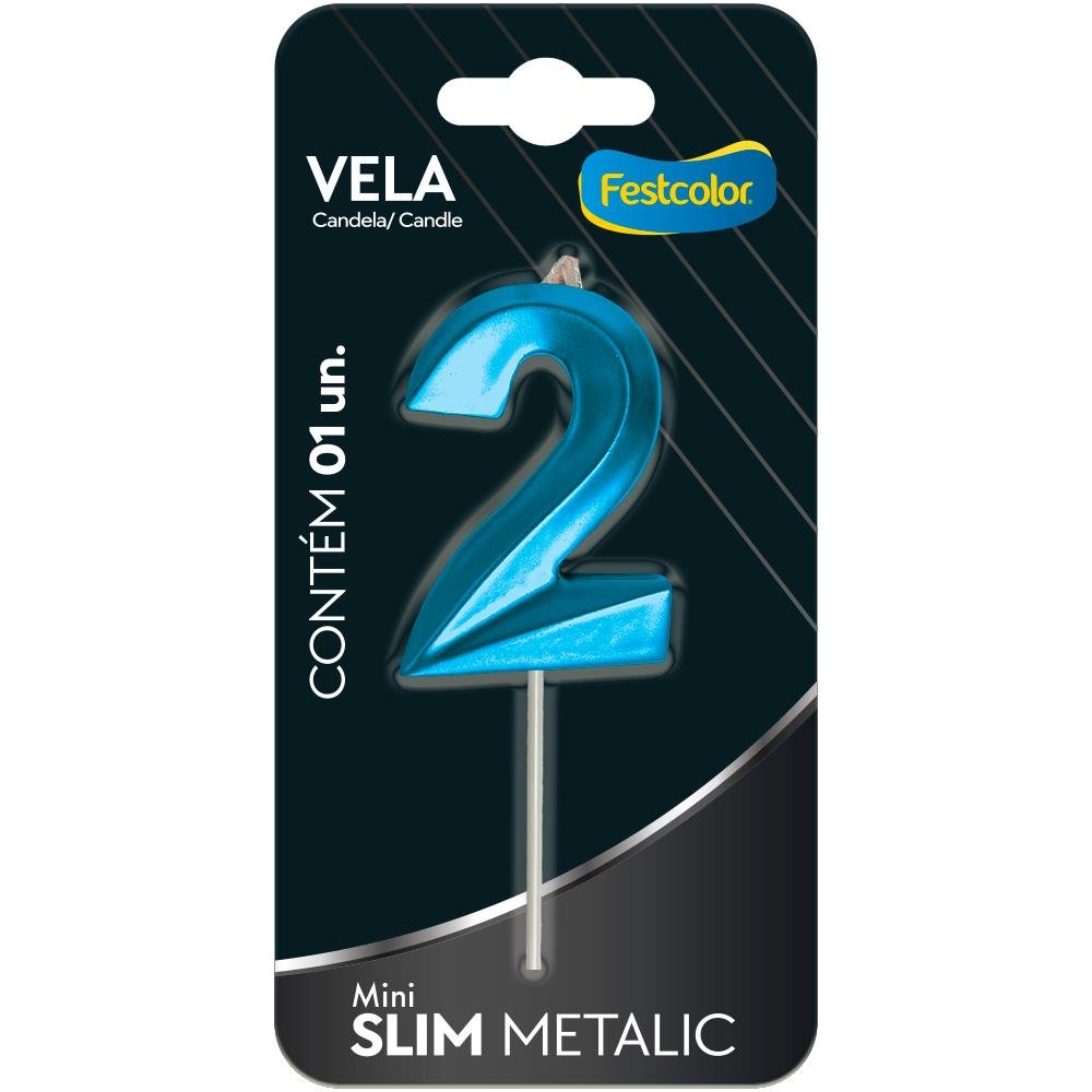 Vela Mini Slim Metallic Azul N 2