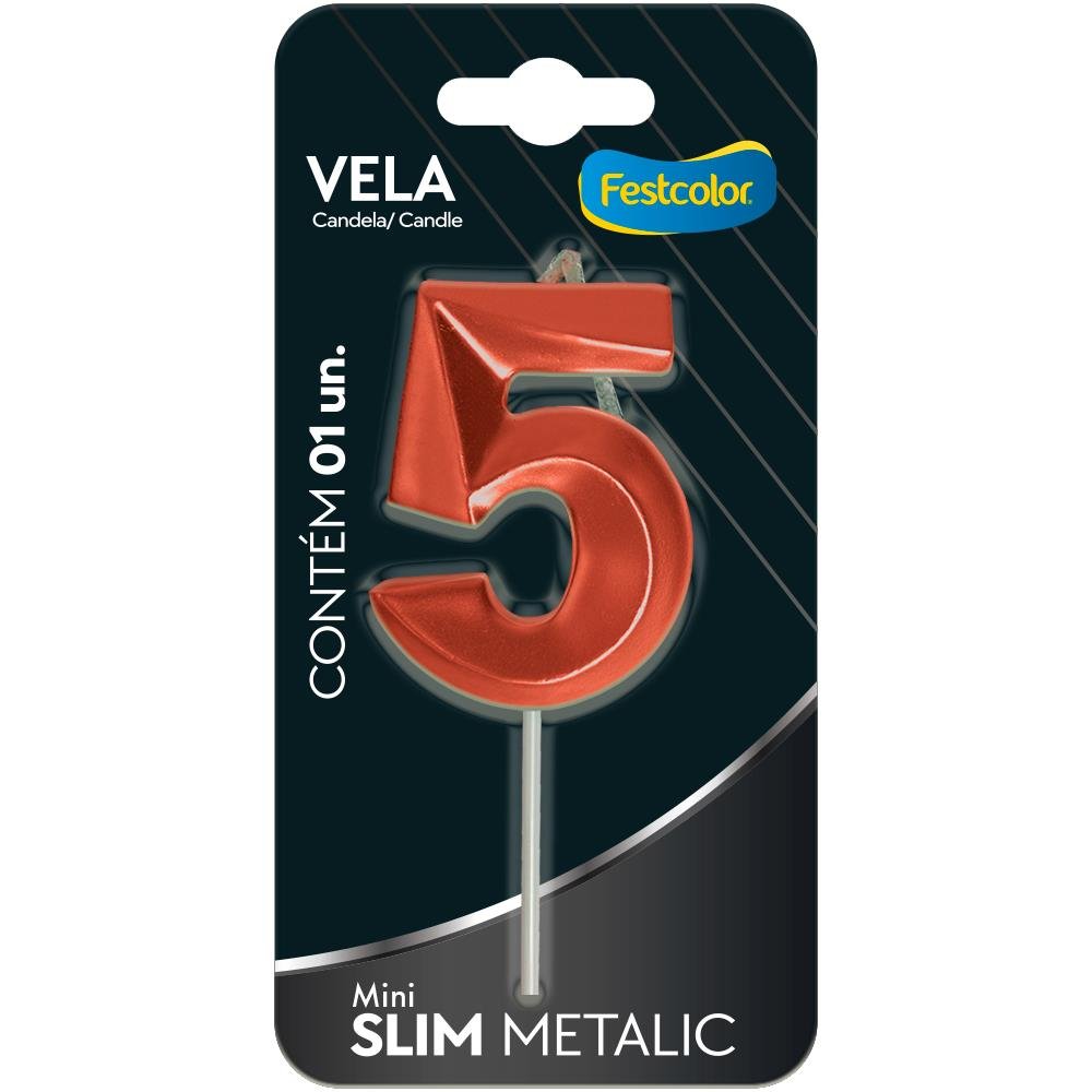 Vela Mini Slim Metallic Cobre N 5